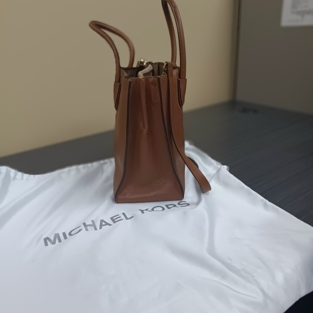 Michael Kors Purse Brown Pebble Mercer Tote Crossbody Strap w/ Dust Bag - Picture 6 of 11